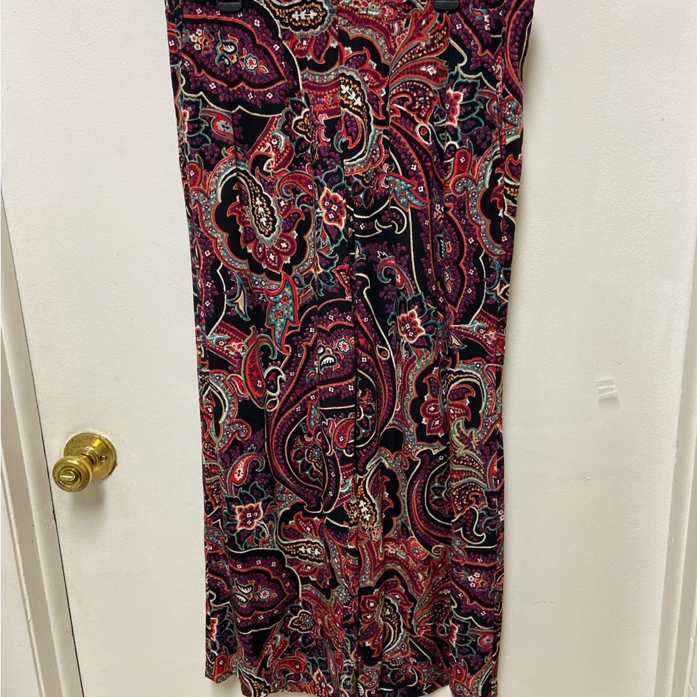 J. Jill Red and Purple Paisley Wide Leg Pants